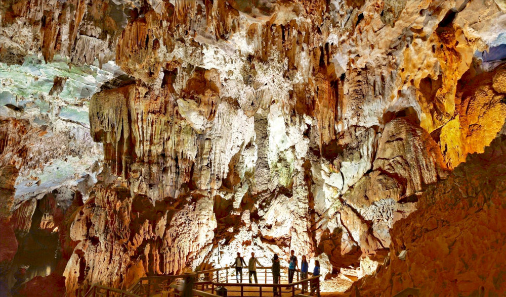 Temperatures inside Tien Son Cave remain consistently cool throughout the year